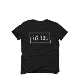Black Graphic T-Shirt with 'Fix You' Print